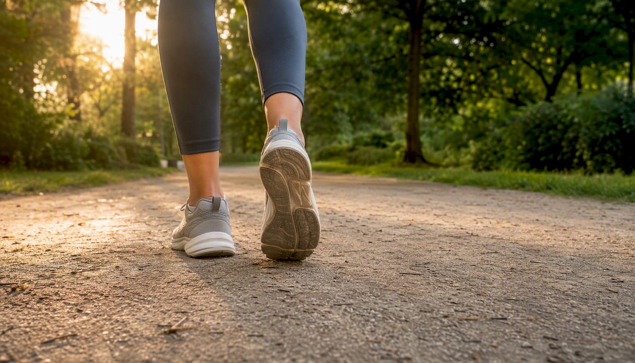 Persona caminando como forma de recuperación activa