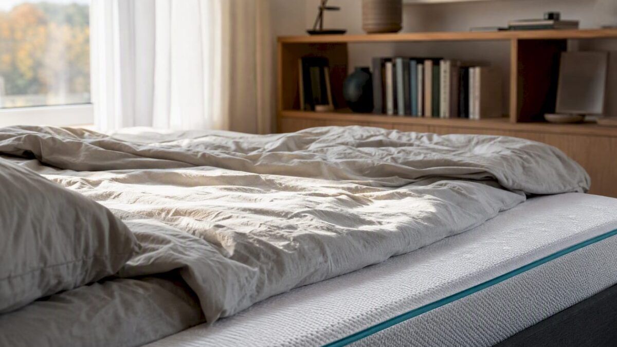 Vista de un colchón modular en un dormitorio sereno