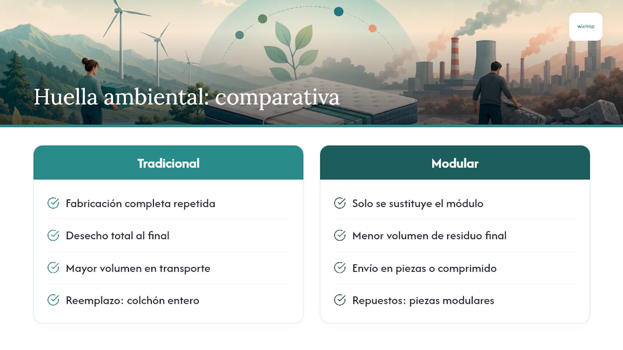 Comparación del ciclo de vida de un colchón convencional y uno modular