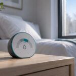 Higrómetro midiendo la humedad relativa de un dormitorio